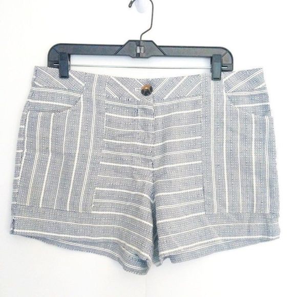 CYNTHIA ROWLEY | Navy & White Striped Tweed Shorts - Picture 1 of 4